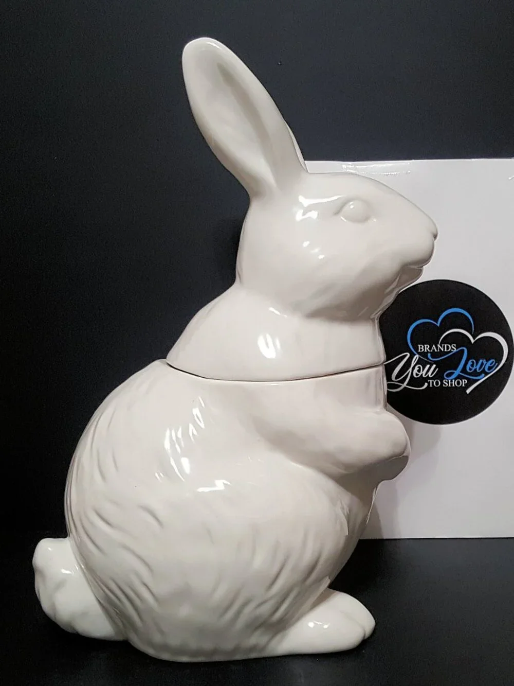 Pottery Barn Figural Floral Bunny Cookie Jar 12.5